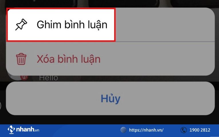 Ghim bình luận trên livestream